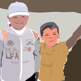 грибники у горного озера