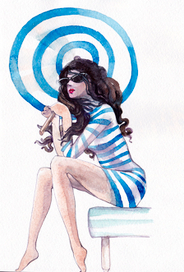 Синие полосы. Девушка