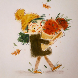 Девчушка с букетами