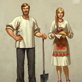 Персонажи "крестьянская пара" для онлайн игры.