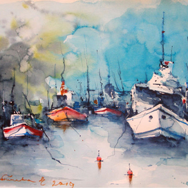 Залив и катер