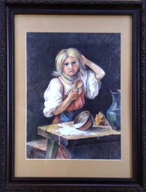копия картины "Крестьянаская девочка. молоко пролила"