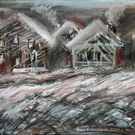 Зарисовка деревни графически