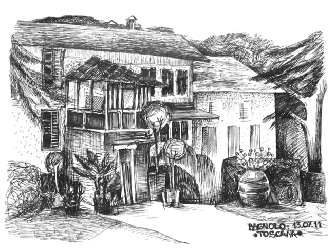 Toscana. Двор под каштанами.