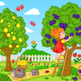 В саду поспели сочные сливы