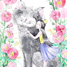 Девочка и котёнок