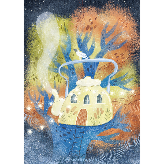 Иллюстрация Чайничек на дереве