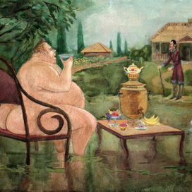 Иван Никифорович пьет чай