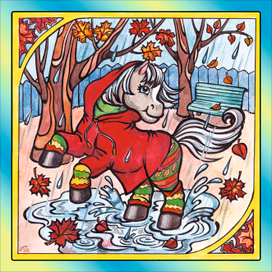 Принт на подушку к году лошади из серии "Времена года"