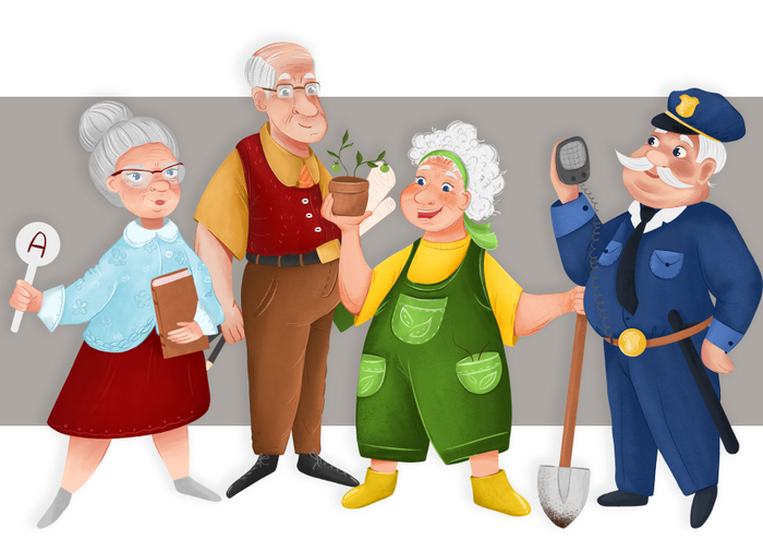 Серия Профессии - Учитель, Писатель, Фермер и Полицейский