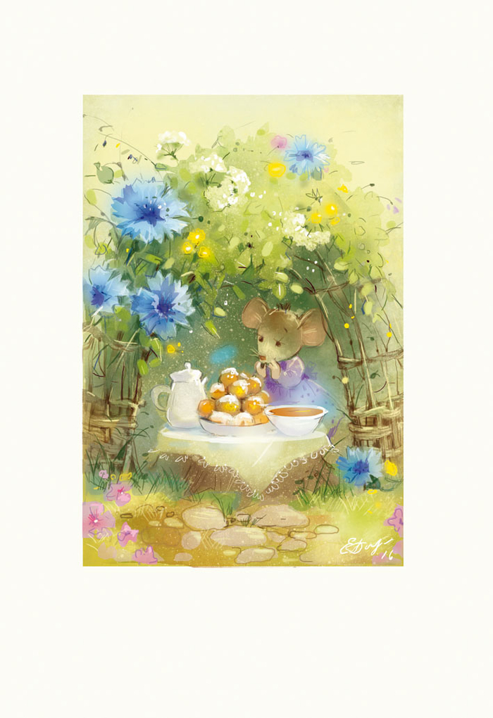 Пончики и васильковый чай .