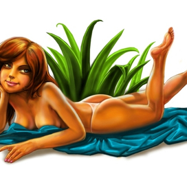 Девушка загорает