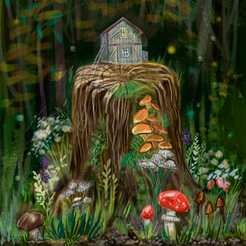 пень в лесу