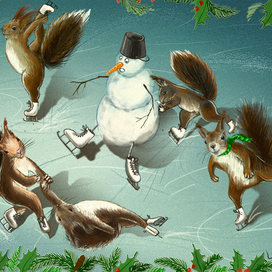 Белки и снеговик