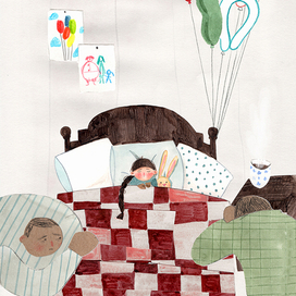 Иллюстрация к рассказу В. Шукшина "Как зайка летал на воздушны шариках"