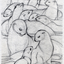 "Белый котик". Эскиз иллюстрации