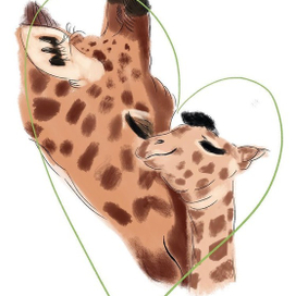 Открытка ко дню матери «Жирафы»