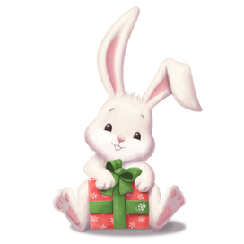Кролик с новогодним подарком