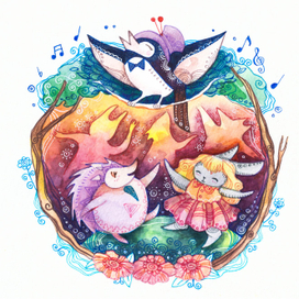 Иллюстрация к сказке Т.Рябинской "Бал для публики лесной"