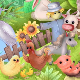 Ферма. Иллюстрация для детской настольной игры