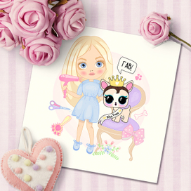 Куколка стилист для животных,логотип