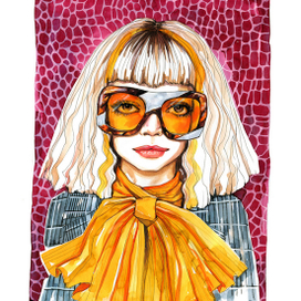 Фешн иллюстрация по мотивам известного бренда Gucci