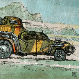 Дорожные зарисовки на коленке.