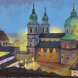 Огни вечернего Зальцбурга.