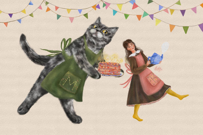 Открытка "Пирог ко Дню Рождения"