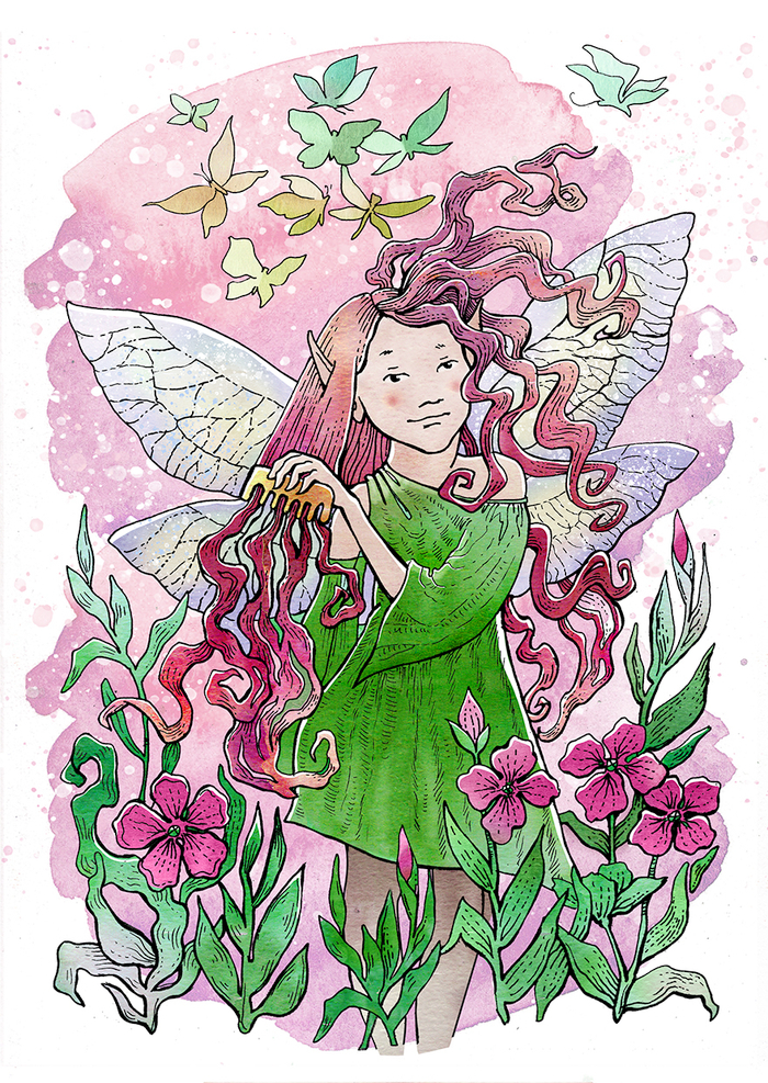 Феечка с розовыми волосами