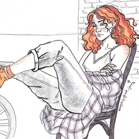 девушка грустит