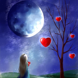 Hearts and the moon