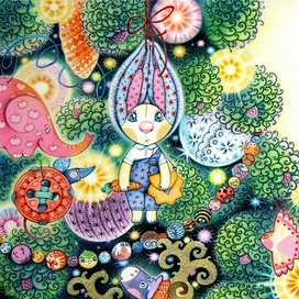 Заяц на новогодней ёлке.