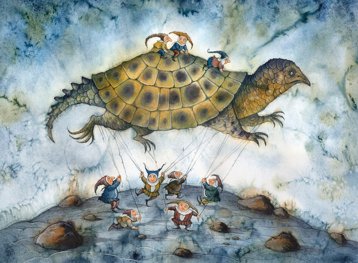 "Танцы в тени монстра 2 " тушь,перо,акварель 2015