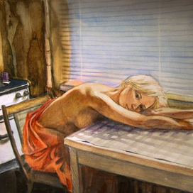 девушка за столом