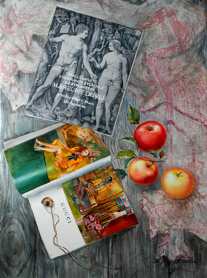 "Яблоки" акварель