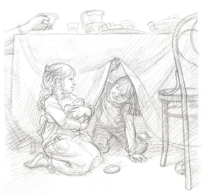 Иллюстрация к повести Луизы Мэй Олкотт "Маленькие женщины замужем"