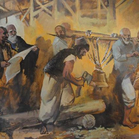 на строительстве храма