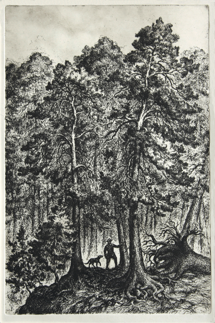 Офорт "В сосновом лесу"