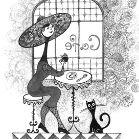 Дама в кафе