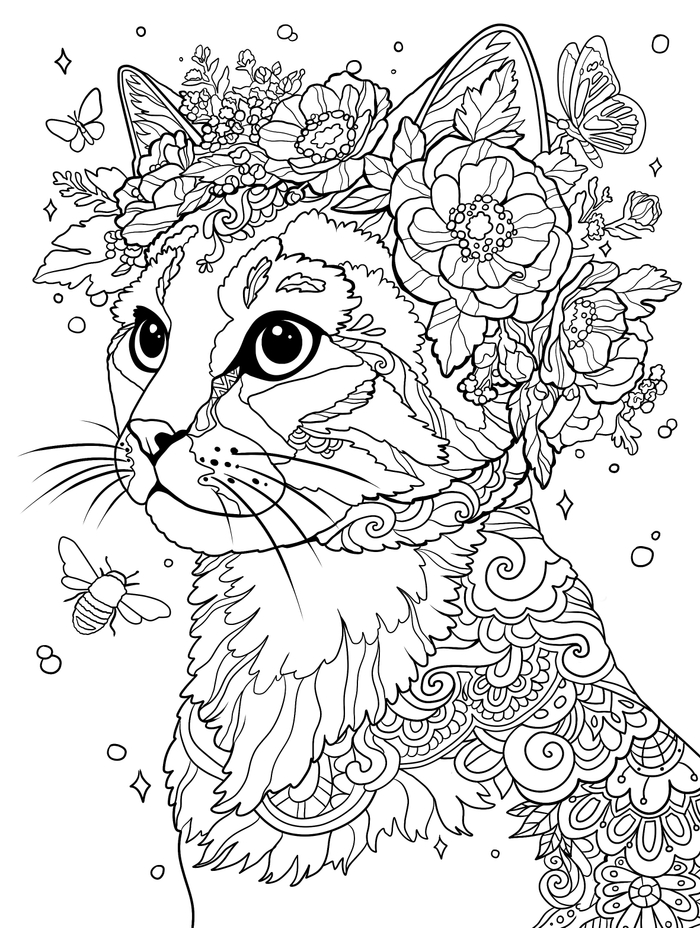 Кошка. раскраска анти-стресс