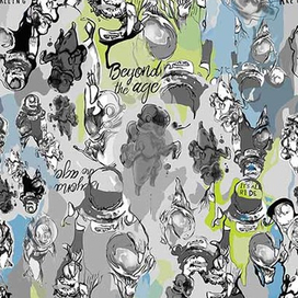 принт космонавты