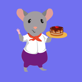 Смешной мышонок -официант