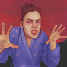 Гейша пугает пробегающий мимо детей