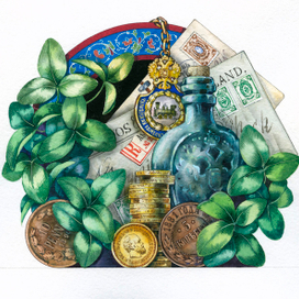 Заставка-натюрморт с монетами