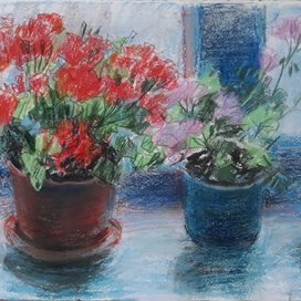 Цветы и птичка