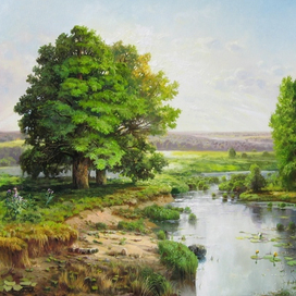 Дубы у пруда 