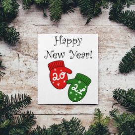 Новогодняя открытка "Варежки"