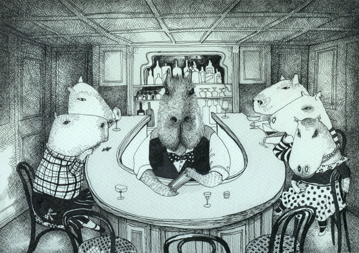 Капибары в баре