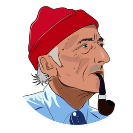 Jacques Yves Cousteau vector illustration sketch